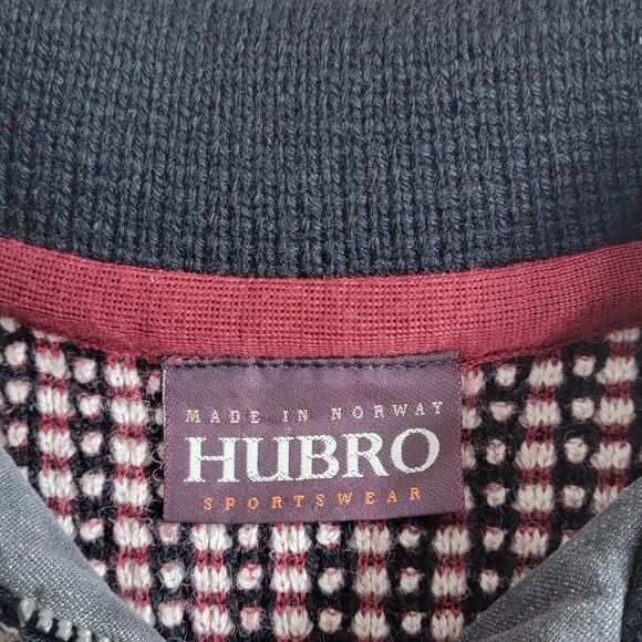 Skjaeveland Hubro Sweater Mens Small Black White Red 100% Wool Norwegian 1/4 Zip - Picture 12 of 15